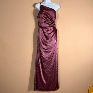 Galina Signature Lined Plum One Shoulder Holiday Maxi Dress